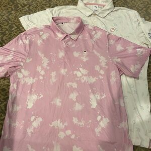 Puma Men’s Pink and White Polo Golf Shirts.